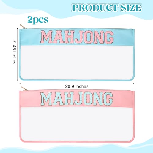 2 Bolsas para Mahjong con Cierre, Impermeables (Rosa, Azul) miniatura 2