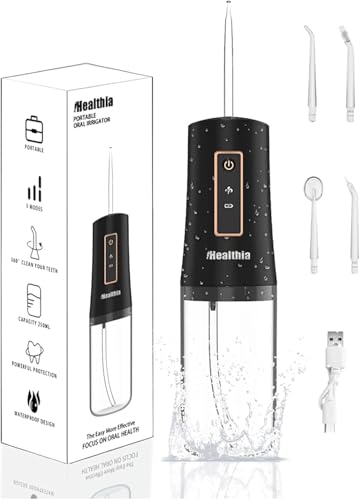 iHealthia - Irrigador bucal, recargable, impermeable, portátil, inalámbrico, 3 modos, 4 boquillas, para el hogar y los viajes