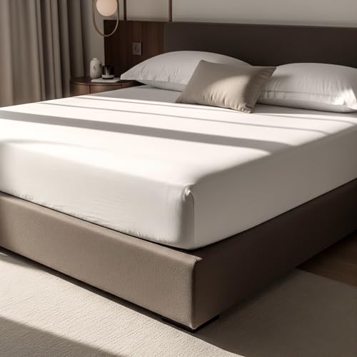 Drap-housse en lin hypoallergénique lit double bonnet 40cm