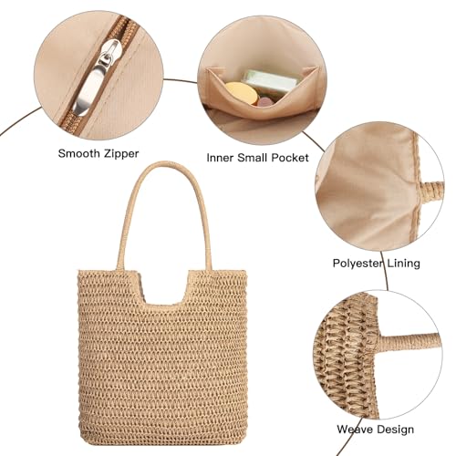 Bolso de playa tejido pequeño para mujer miniatura 6