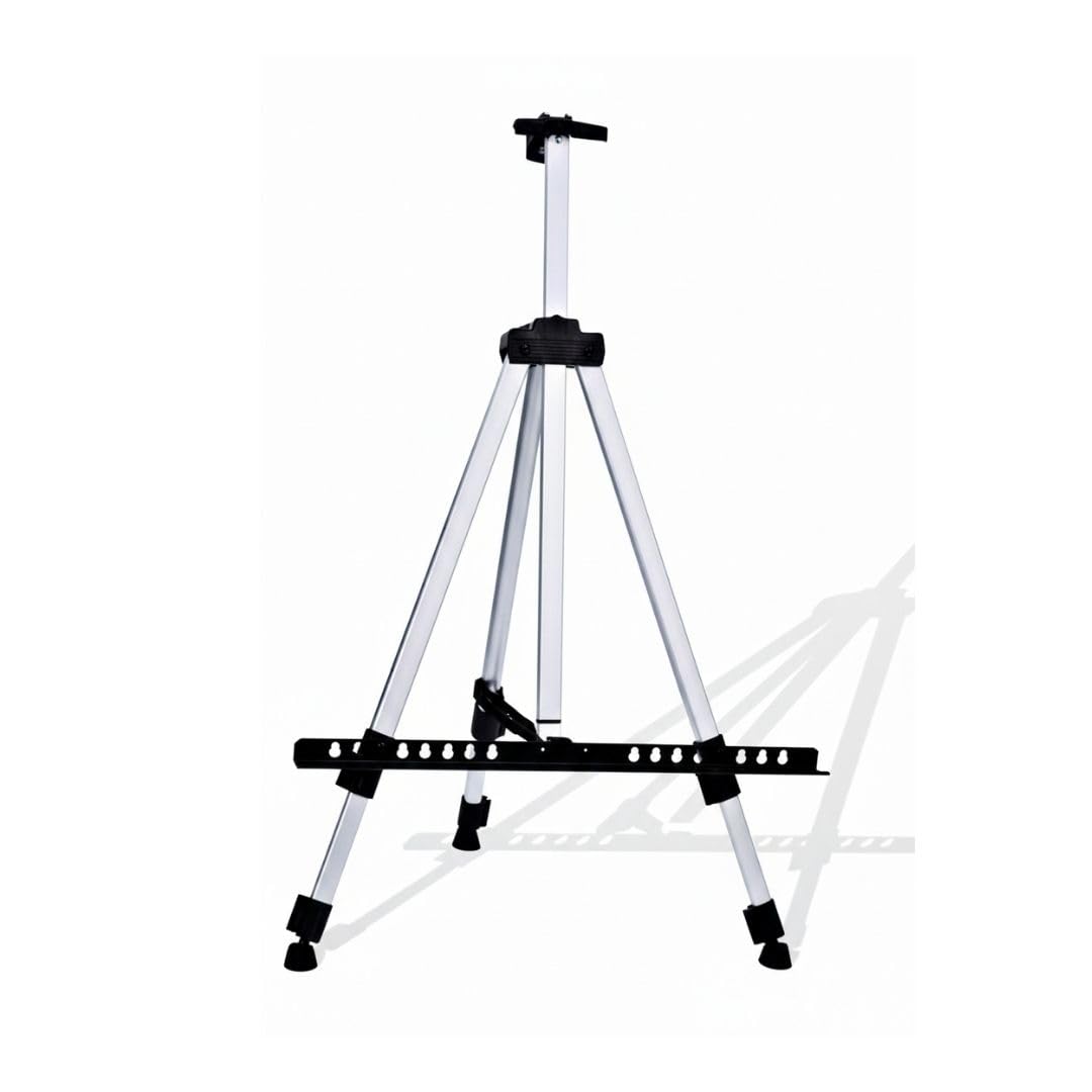 Weida | Caballete De Pintura Regulable Y Plegable | De Aluminio Con Forma De Trípode | Perfecto Para Lienzos | Caballete Regulable Plegable | Trípode Artístico Ajustable Hasta 160 Cm | Color Plata