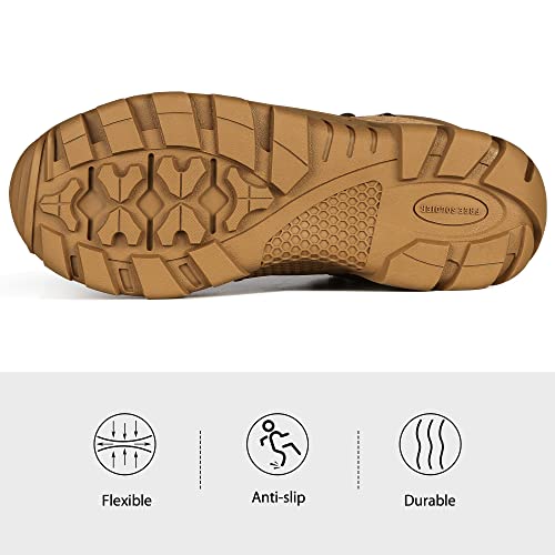 Free Soldier Outdoor Men's Waterproof Tactical Military Boots Suede Leather Work Boots Combat Hunting Boots (11 Wide M Us Waterproof Brown) #TOP5