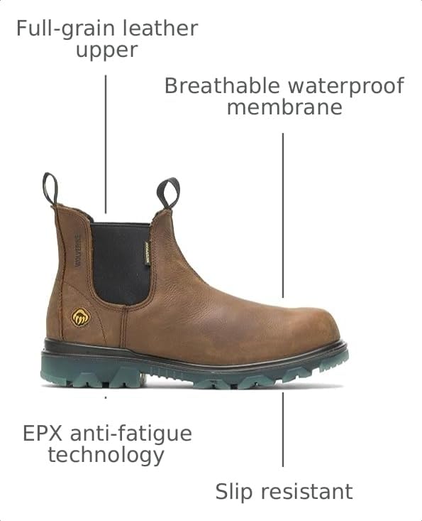 Image of Wolverine Men's I-90 Waterproof Soft-Toe Romeo Slip-On Construction Boot
