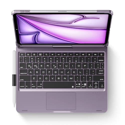 iPad Keyboard Case for iPad Pro 11 / iPad Air 10.9" — 360 Swivel, backlit, trackpad, violet
