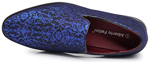 ARK1 Men's Vintage Satin Silky Floral Fashion Dress Loafers Slip On Tuxedo Formal Dress Shoes Fashion Designer (13 D(M) US, Blue)3