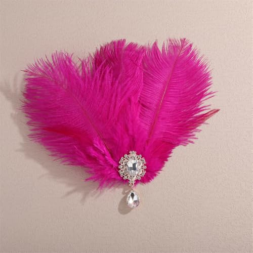 Clip de Plumas Rojo con Cristal para Mujer miniatura 3