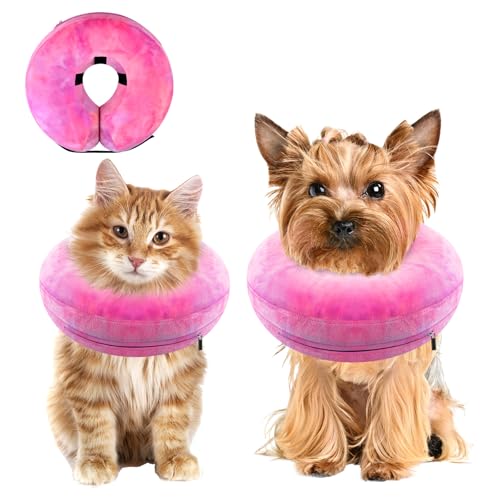 Image of Dog Cone, Uadonile Inflatable Cone Collar for Dogs and Cats, Dog Neck Collar Recovery E-Collar Alternative After Surgery, Elizabethan Collar for Dogs Recovery(Tie-dye Rose Purple, S)