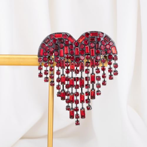Image of LAXPICOL Vintage Cute Red Love-Heart Austrian Crystal Brooch Broach Pin for Women
