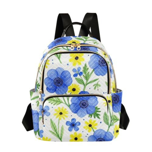 Sac à dos femme Wudan S-M aquarelle floral bleu jaune de gym