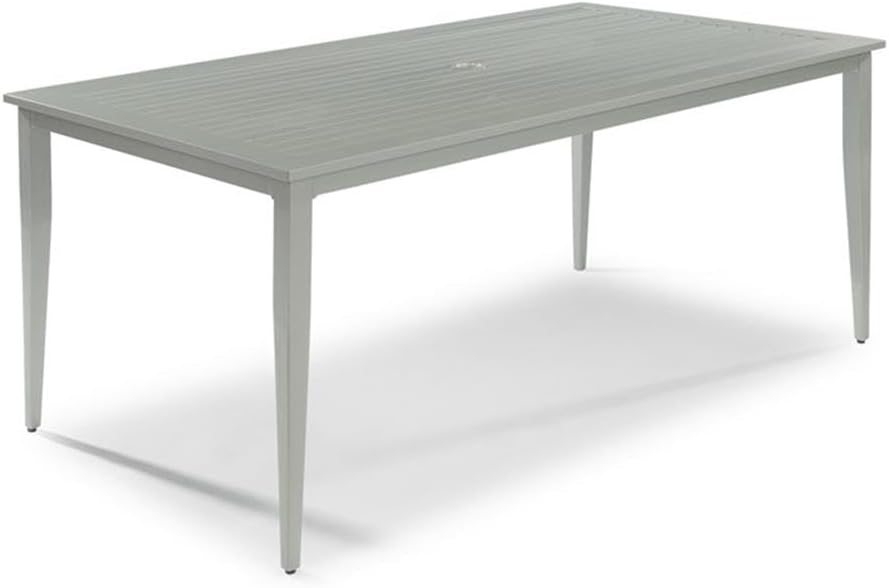Homestyles Captiva 70" Outdoor Rectangular Dining Table for Lawn Garden, Grey Powder-Coated cast Aluminum Frame Patio Dining Table with Umbrella Hole, Outdoor Table for 6 Person