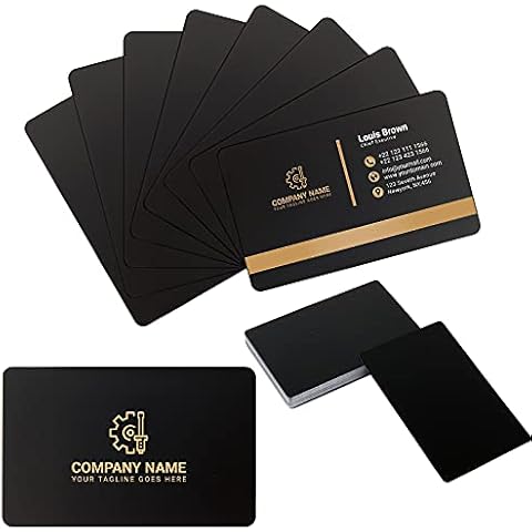 FVIEXE 100PCS Black Blank Sublimation Metal Business Card Aluminum Alloy Cards for Customer Laser Engraving DIY Gift Card (0.21mm) Cover
