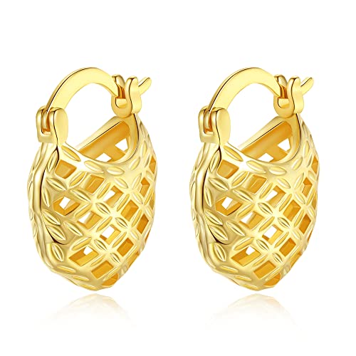 Boucles d'oreilles créoles en or 18 carats pour femme, bijoux fins cadeaux pour filles, petite amie, sœur, fille(18) Cover