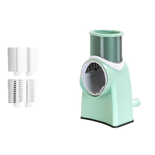 YAKINO電動野菜スライサー, 3種類の刃付き, マルチ千切り・スライス・シュレッダー, キッチン調理器具 (グリーン2)