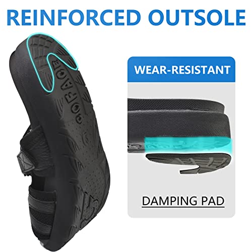 COFACE Mens Sport Recovery Sandals Plantar Fasciitis Soft Cushion Lightweight Arch Support Orthotic Slides for Men AllBlack Size 9.5