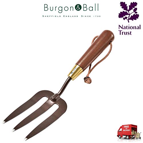 National Trust Burgon & Ball Carbon Steel Bronze Gardening Hand Fork Dark Wood Handle