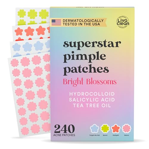 LivaClean 240 CT Cute Star Pimple Patches for Face – Hydrocolloid Acne Patch with Tea Tree, Spot Patches for Blemishes, Zit Stickers, Hydrocolloid Spot Patch for Clear Skin