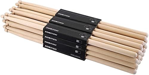12 Pairs 7A Drum Sticks, Musical Instrument Percussion Accessories, Classic Maple Wood Drumsticks for Kids and Beginners