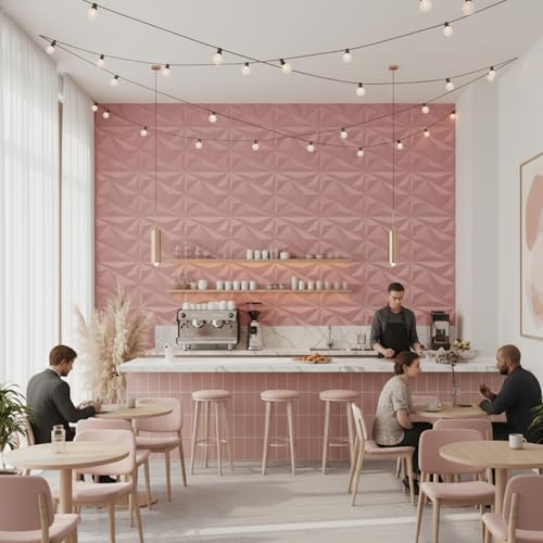 Image of Kayra Decor 3D PVC Wall Panel - Alps Design Blush Pink Color 19.7 inch x 19.7 inch (Pack of 40) - Covers 107.80 Sq. Ft.