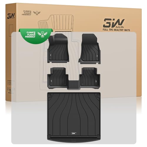 3W für Volkswagen Touareg 3 2019-2026 Fußmatten und Kofferraumwanne, Thorex™ Allwetter Hundefreundlich Maßgeschneiderte Fussmatte 1-2 Reihen und