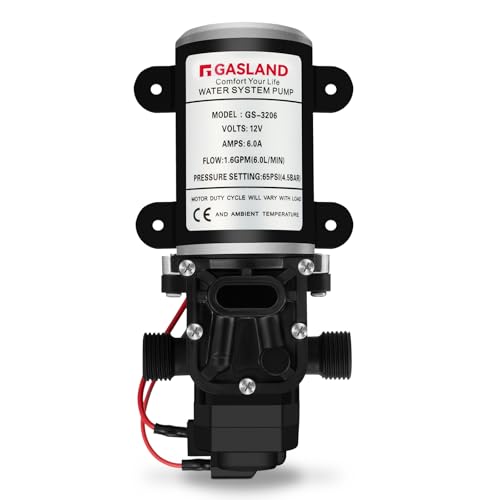 GASLAND Water Pressure Pump, 12V DC 1.6 GPM 65 PSI Diaphragm Water Pump for RV Caravan Marine Fishing Boat Lawn