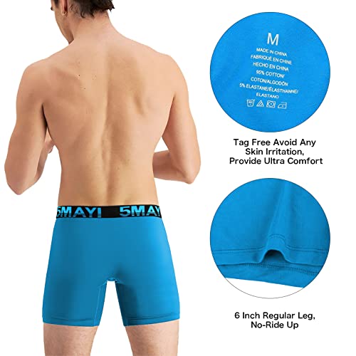 5Mayi Mens 6'' Cotton Underwear Boxer Briefs for Men Pack Mens Boxer Briefs Underwear S M L XL XXL3