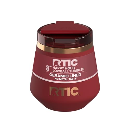 RTIC Happy Hour 8oz Lowball Tumbler with Lid Ceramic Lined Black Cherry | Insulated Stainless Steel Metal Portable Travel Cup for Hot and Cold Drinks Coffee Car Camping and Travel product thumbnail 8
