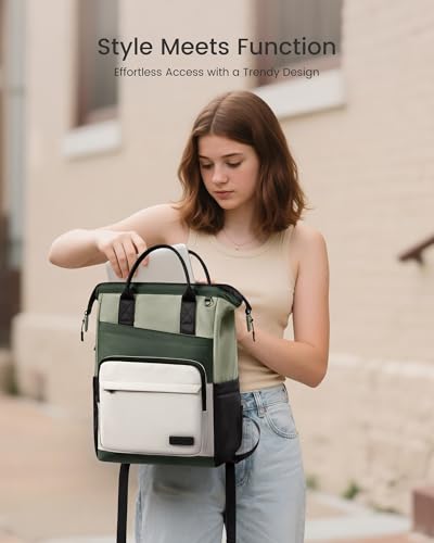 Image of LOVEVOOK Laptop Backpack for Women, 15.6 Inch Travel Backpack for Work College Business, Water Resistant Teacher Nurse Bag with Large Capacity, School Bookbag Bags Cute Daypack for Woman Girls