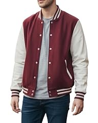 Maroon and White - Varsity Jacket Men