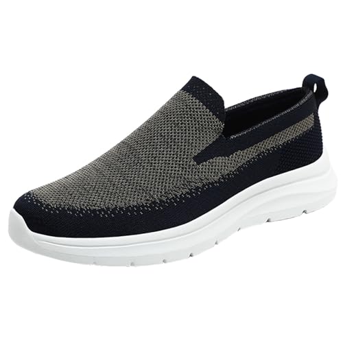 SJJH Zapatillas de deporte ligeras, transpirables, para el tiempo libre, para hombres y mujeres, de malla suave, ligeras, para uso diario, gris, 43 EU