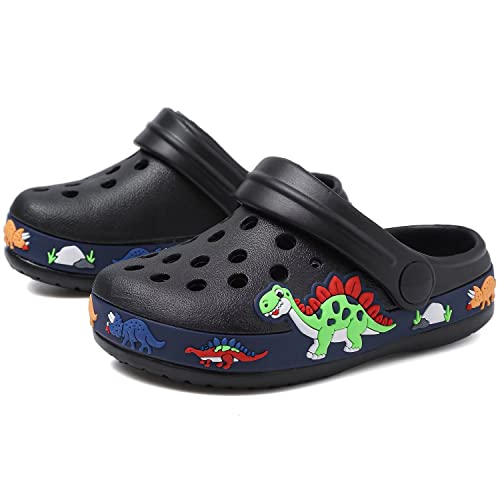 Ohsnmaksl Toddler Clog Slippers Garden Sandals Slip On Shoes Water Shoes Sneakers Cartoon Slides For Boys And Girls Children Beach Pool Shower21-X-Ddx-Black-280 #TOP8