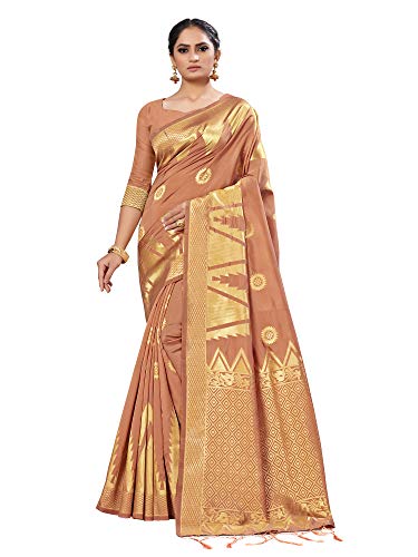 Image of AKHILAM Women's kanjivaram silk saree Saree with Unstitched Blouse Piece (Free size Light Green DRVR123H)