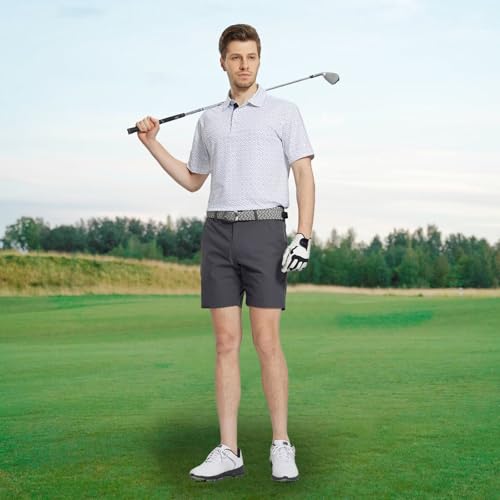 Image of M MAELREG Mens Golf Shirt Short Sleeve Dry Fit Print Moisture Wicking Performance Patterns Collared Polo Shirt