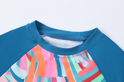 Image of Girls Long Sleeve Swimsuits 2 Pieces Set Rash Guard Swimwear Quick Dry Surfing Wetsuit for Kids Bathing Suit 5-16 Years