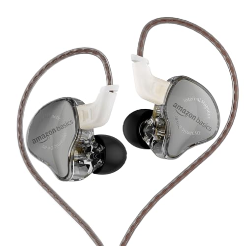 Image of Amazon Basics Pro Series IEM Wired Earphones | HiFi Dynamic Driver |3.5 mm Plug | Silver-Plated OFC Cable | 0.75mm Detachable Cable | 3.5mm Plug | for Audiophiles & Musicians | Black