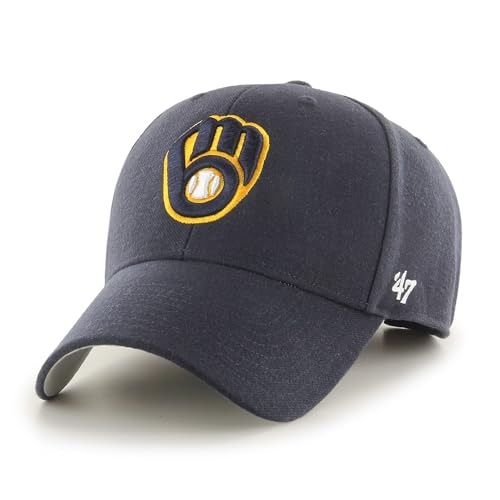'47 Forty Seven Brand Milwaukee Brewers Navy MVP Curved Visor Velcroback cap