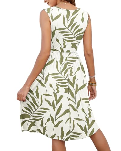Image of MOLERANI Women Summer Dresses Sleeveless Casual Loose Swing Button Down Midi Dress with Pockets