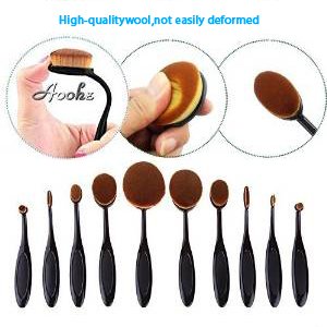 Aooher 10 Pcs Soft Oval Kabuki Pro Toothbrush Makeup Brush Sets Foundation Brushes Cream Contour Powder Blush Concealer Brush