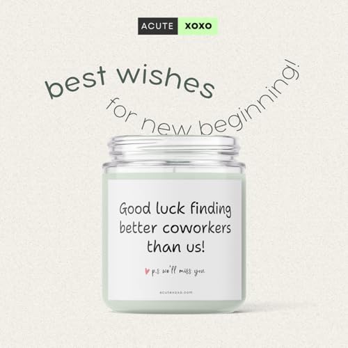 Image of Acute Xoxo Good Luck Finding Better Coworkers Than Us Jar Candle| Miss You Our Dearest Coworker| Lavender Scented Soy Wax Candle| Appreciation Gift| 60 Hours Burn Time