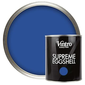 Vintro Paint | Cobalt Blue Eggshell Paint | for Walls | Wood | Trim | Satin Furniture Paint | 1 Litre (Cobalt - Blue)