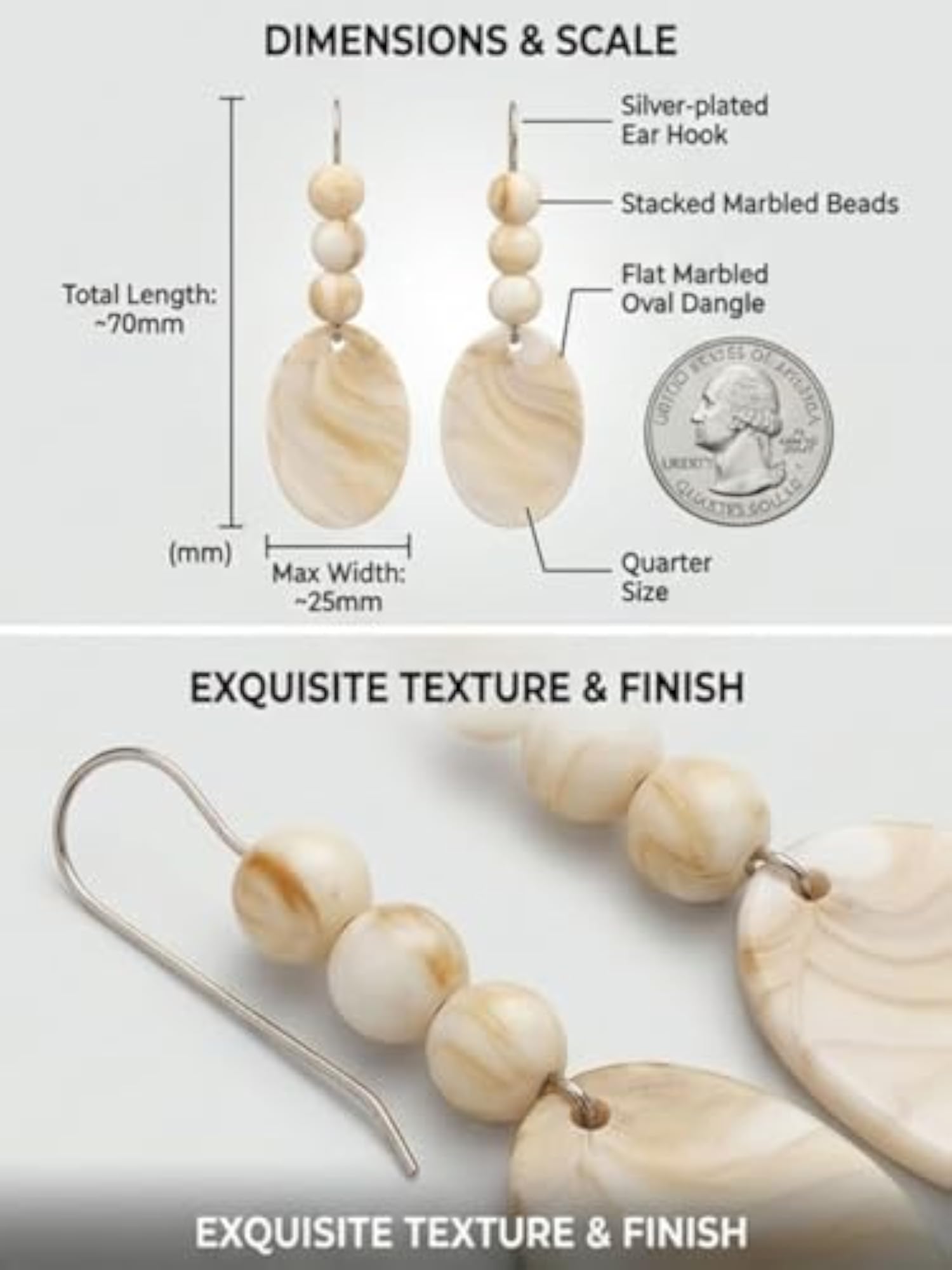 Women's Resin Art Marble Pattern Drop Earrings