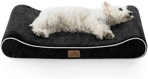 COZY KISS Waschbares Hundebett Wasserfest für Mittel Hunde 90x60cm, Schwarz | Orthopädisches Hundematte, Erhöhtem Rand, Rutschfestes Hundekissen, Verstärktem Komfortschaum, Atmungs