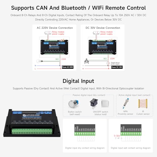Module relais WiFi ESP32-S3 Waveshare à 8 canaux pour rail DIN industriel