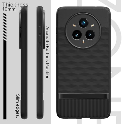 Image of Pikkme Back Cover for Realme 14 Pro Plus 5G / Realme P3 Pro 5G Camera Protection 3D Hexa Cube Design Silicone Protective Bumper Case (Black)