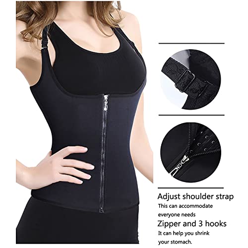 Samkes Women Corset Waist Trainer Body Shape Vest With Zipper, Cincher Tank Top Body Shaper Gridle Trainer, Black, Xx-Large #TOP2