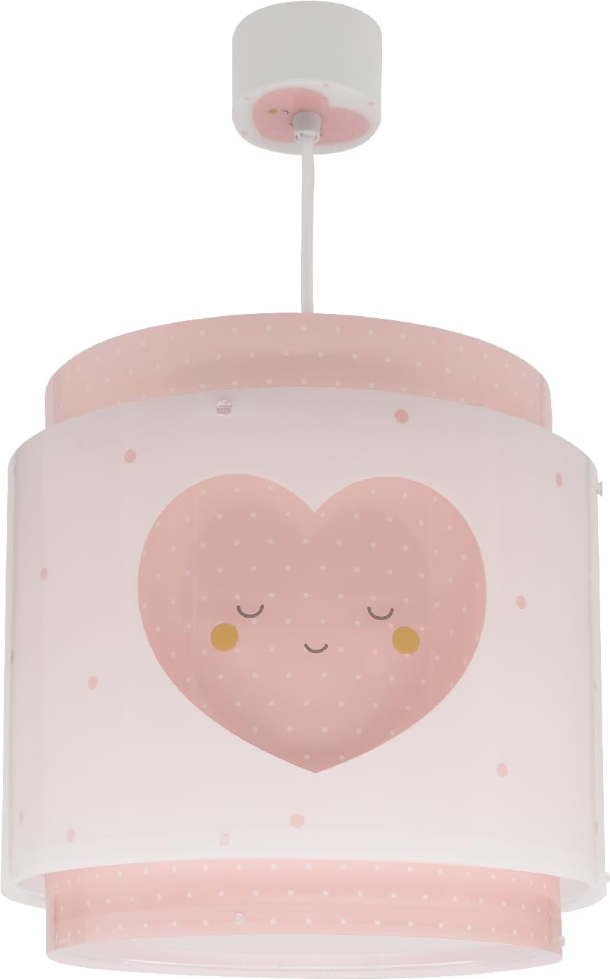 Dalber Lámpara Techo Colgante Infantil Corazones Rosa 76012MS E27 | Incluye difusor de luz inferior extraible; Habitación niña;
