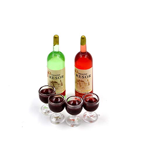 Maison de poupée décorée avec bouteilles de vin miniatures 1:12 pour repas réaliste
