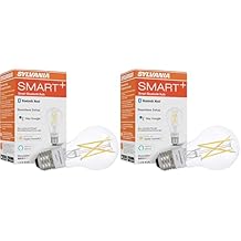 Sylvania SMART+ Bluetooth Clear Filament Soft White A19 LED Bulb, Compatible with Alexa, Apple HomeKit and Google Assistant, 2 Pack