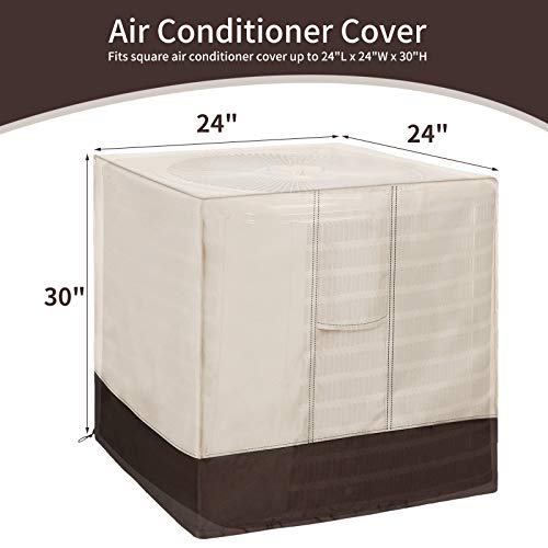 Image of Qualward Air Conditioner Cover for Outside Units, AC Cover for Outdoor Central Unit Heavy Duty Water-Resistant Design - Square Fits up to 24 x 24 x 30 Inches