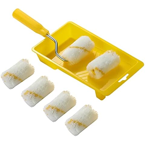 2-inch Paint Roller- Mini Plastic Paint Tray Set, Mini Roller Frame, Microfiber Roller Covers, Touch Up Trim Kit with Tray Cover