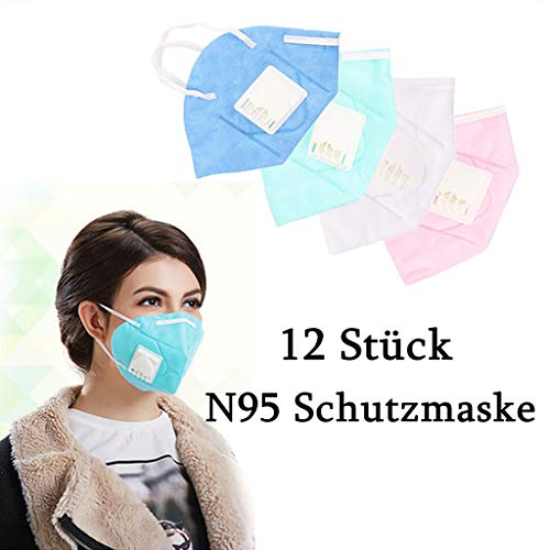 Preisvergleich Produktbild N95 Atemschutzmaske Schutzmaske - 12 Stück Mundschutz Masken Staubmasken Atemschutz Atmungsaktive Atemschutzmasken - Premium Vliesstoff-Staubmaske Atemmaske Staubmaske Luftreinigung Maske (Mintgrün)